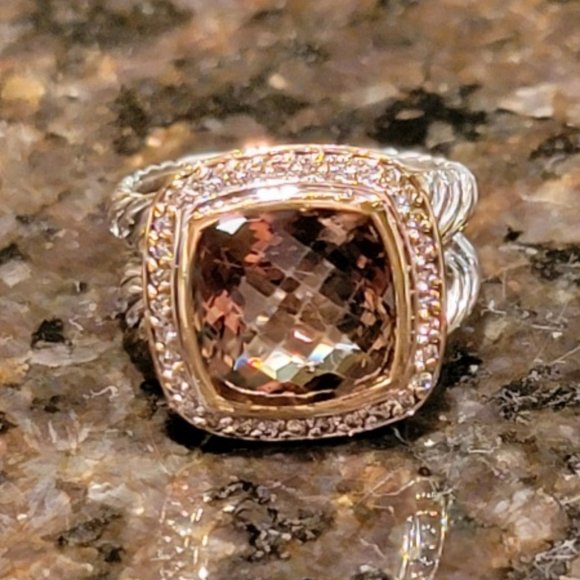 DAVID YURMAN 18k, S/S 11mmMOONLIGHT ICE SMOKEY RING Sz. 5...